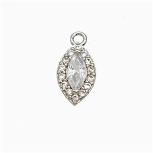 Copper Eye Pendant Pave Zirconia Crystal Glass Platinum Plated, approx 6-9.5mm