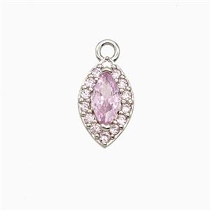 Copper Eye Pendant Pave Zirconia Crystal Glass Platinum Plated, approx 6-9.5mm