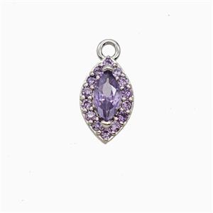 Copper Eye Pendant Pave Zirconia Crystal Glass Platinum Plated, approx 6-9.5mm