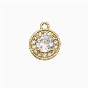 Copper Sun Pendant Pave Zirconia Crystal Glass Gold Plated, approx 9mm