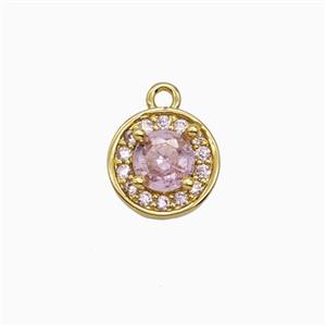 Copper Sun Pendant Pave Zirconia Crystal Glass Gold Plated, approx 9mm