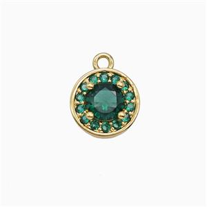 Copper Sun Pendant Pave Zirconia Crystal Glass Green Gold Plated, approx 9mm