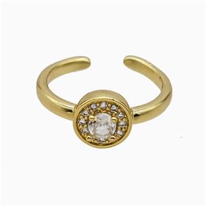 Copper Rings Pave Zirconia Crystal Glass Gold Plated, approx 9mm, 18mm dia