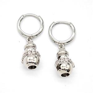 Copper Hoop Earrings Pave Zirconia Platinum Plated, approx 9-14mm, 14mm dia