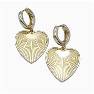 Copper Heart Hoop Earrings Gold Plated, approx 23mm, 15mm dia