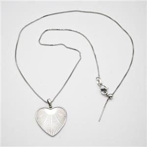 Copper Heart Necklace Platinum Plated, approx 23mm, 1mm, 45cm length