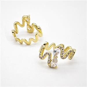 Copper Rings Pave Zirconia Gold Plated, approx 6-8mm, 18mm dia