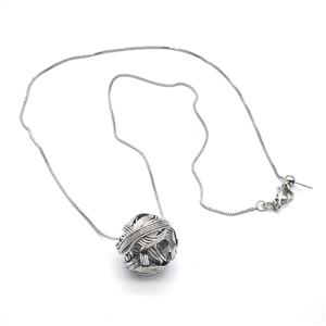 Copper Wire Round Ball Necklace Platinum Plated, approx 20mm, 1mm, 40cm length