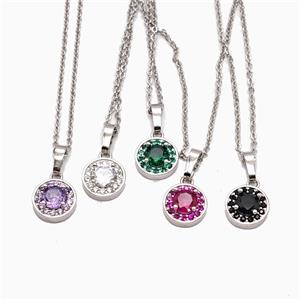 Copper Sun Necklace Pave Zirconia Crystal Glass Platinum Plated Mixed, approx 9mm, 1mm, 48cm length