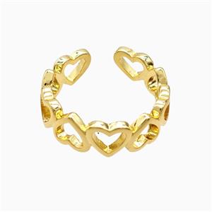 Copper Heart Rings 18K Gold Plated, approx 7mm, 18mm dia