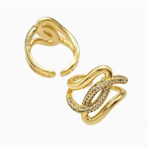 Copper Heart Rings Pave Zirconia 18K Gold Plated, approx 21mm, 18mm dia