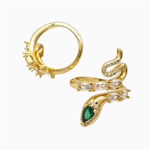 Copper Snake Rings Pave Zirconia 18K Gold Plated, approx 10-30mm, 18mm dia