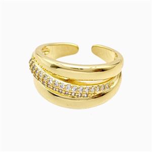 Copper Rings Pave Zirconia 18K Gold Plated, approx 12mm, 18mm dia