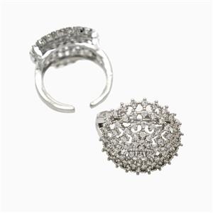 Copper Rings Pave Zirconia Hollow Platinum Plated, approx 20mm, 18mm dia
