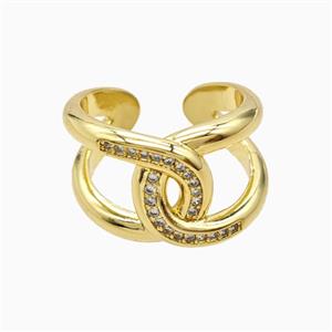 Copper Rings Pave Zirconia 18K Gold Plated, approx 14mm, 18mm dia