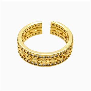 Copper Rings Pave Zirconia 18K Gold Plated, approx 6mm, 18mm dia