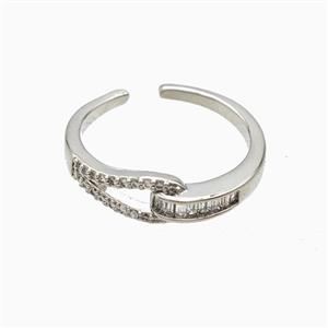 Copper Rings Pave Zirconia Platinum Plated, approx 6mm, 18mm dia