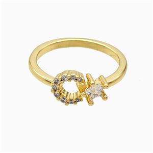 Copper Rings Pave Zirconia 18K Gold Plated, approx 7.5mm, 18mm dia