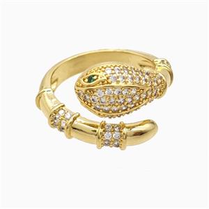 Copper Snake Rings Pave Zirconia 18K Gold Plated, approx 3-9mm, 18mm dia
