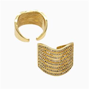 Copper Rings Pave Zirconia 18K Gold Plated, approx 17mm, 18mm dia