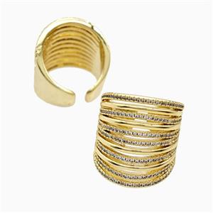Copper Rings Pave Zirconia 18K Gold Plated, approx 25mm, 18mm dia