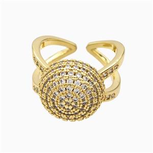 Copper Rings Pave Zirconia 18K Gold Plated, approx 15mm, 18mm dia