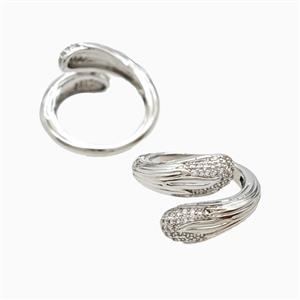 Copper Rings Pave Zirconia Platinum Plated, approx 7mm, 18mm dia