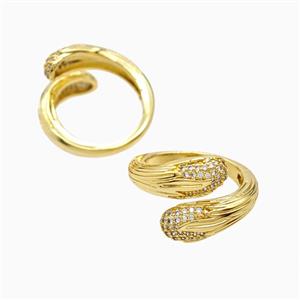 Copper Rings Pave Zirconia 18K Gold Plated, approx 7mm, 18mm dia