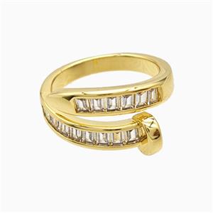 Copper Rings Pave Zirconia 18K Gold Plated, approx 3-8mm, 18mm dia