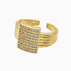 Copper Rings Pave Zirconia 18K Gold Plated, approx 13.5mm, 18mm dia