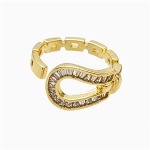 Copper Rings Pave Zirconia 18K Gold Plated, approx 11.5mm, 18mm dia