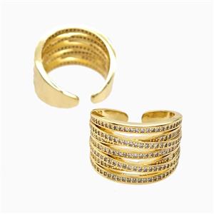 Copper Rings Pave Zirconia 18K Gold Plated, approx 15mm, 18mm dia