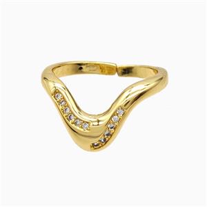 Copper Rings Pave Zirconia 18K Gold Plated, approx 10mm, 18mm dia