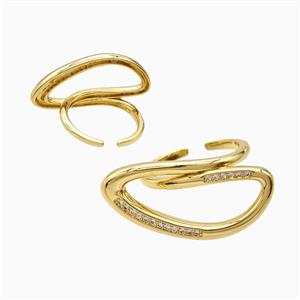 Copper Rings Pave Zirconia 18K Gold Plated, approx 15-30mm, 18mm dia