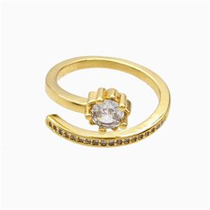 Copper Rings Pave Zirconia 18K Gold Plated, approx 7mm, 18mm dia