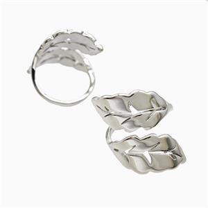 Copper Leaf Rings Platinum Plated, approx 11mm, 18mm dia