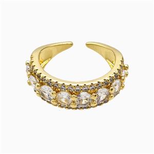 Copper Rings Pave Zirconia 18K Gold Plated, approx 7.5mm, 18mm dia
