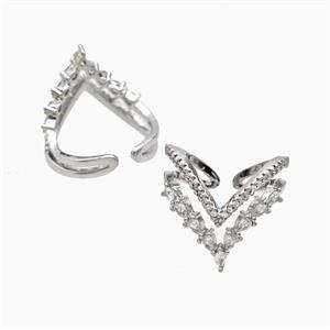 Copper Rings Pave Zirconia Platinum Plated, approx 20mm, 18mm dia