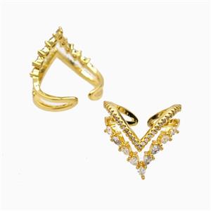 Copper Rings Pave Zirconia 18K Gold Plated, approx 20mm, 18mm dia