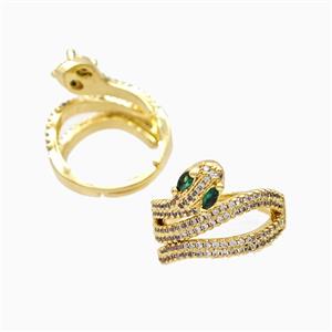 Copper Snake Rings Pave Zirconia 18K Gold Plated, approx 15mm, 18mm dia