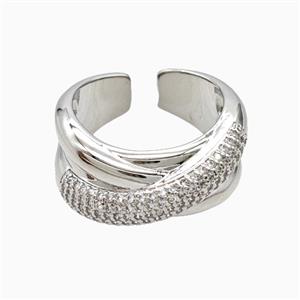 Copper Rings Pave Zirconia Platinum Plated, approx 12mm, 18mm dia