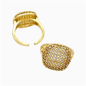 Copper Rings Pave Zirconia Hollow 18K Gold Plated, approx 16-18mm, 18mm dia