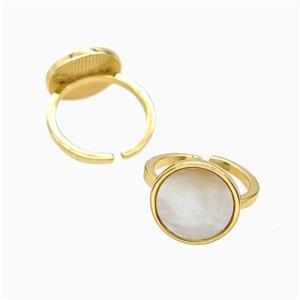 Copper Sun Rings Pave Shell 18K Gold Plated, approx 15mm, 18mm dia