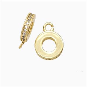 Copper Bail Pave Zirconia 18K Gold Plated, approx 10mm