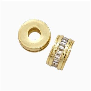 Copper Heishi Beads Pave Zirconia 18K Gold Plated, approx 13mm