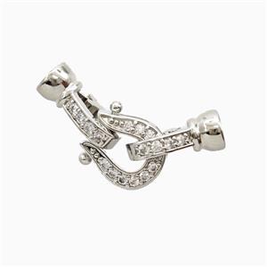Copper Clasp Pave Zirconia Platinum Plated, approx 9-25mm, 5-13m