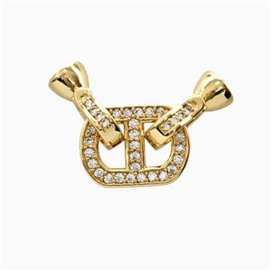 Copper Connector Clasp Pave Zirconia 18K Gold Plated, approx 10-25mm, 6-11mm