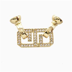 Copper Connector Clasp Pave Zirconia 18K Gold Plated, approx 10-35mm, 6-12mm