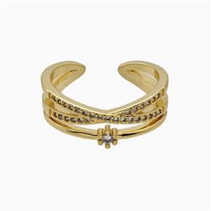 Copper Rings Pave Zirconia 18K Gold Plated, approx 7mm, 18mm dia