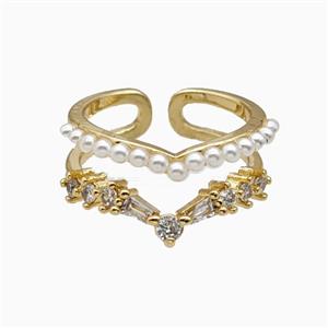 Copper Rings Pave Zirconia Resin 18K Gold Plated, approx 10mm, 18mm dia